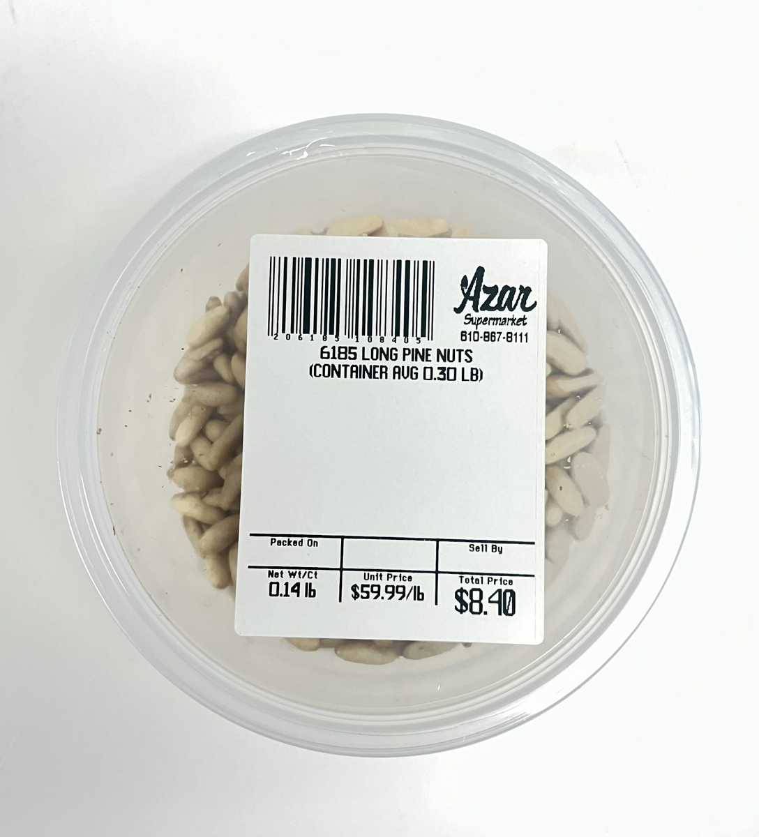 PINE NUTS MEDITERENEAN LONG 6185 (CONTAINER AVG 0.13 LB) per/LB