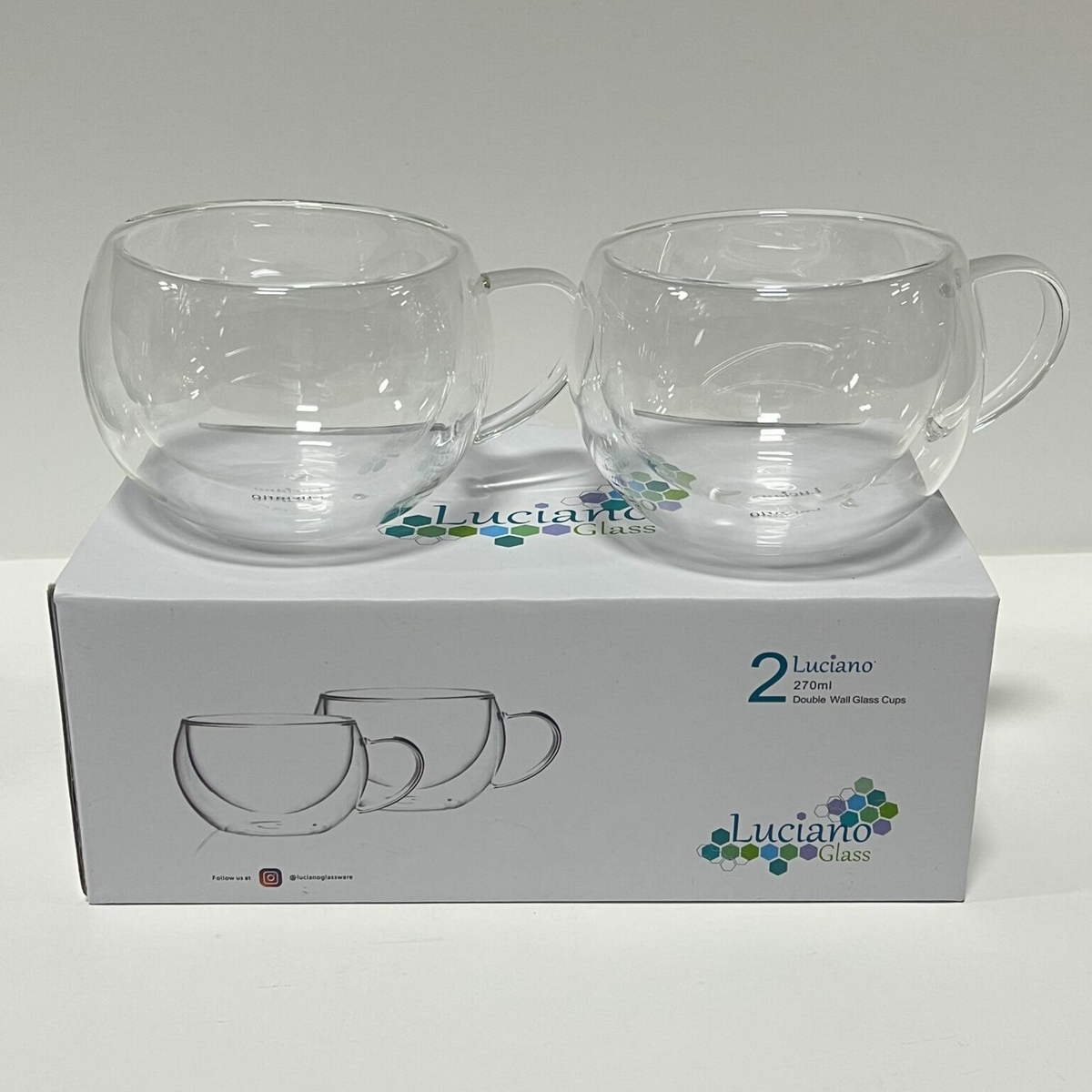 LUCIANO MUG GLASS DOUBLE WALL 2X270ML