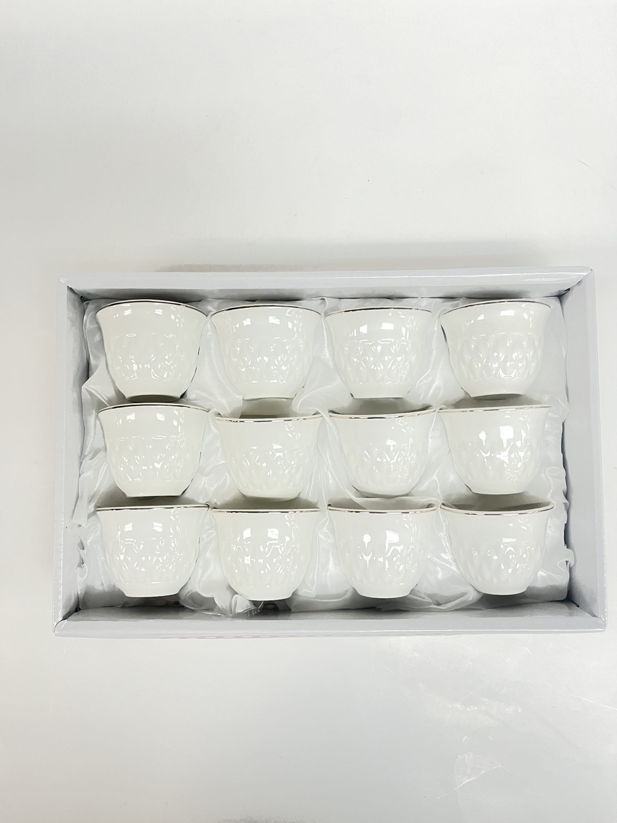 PHOENIX COFFEE CUPS SHAFEE WHITE GOLD TRIM  DOZEN