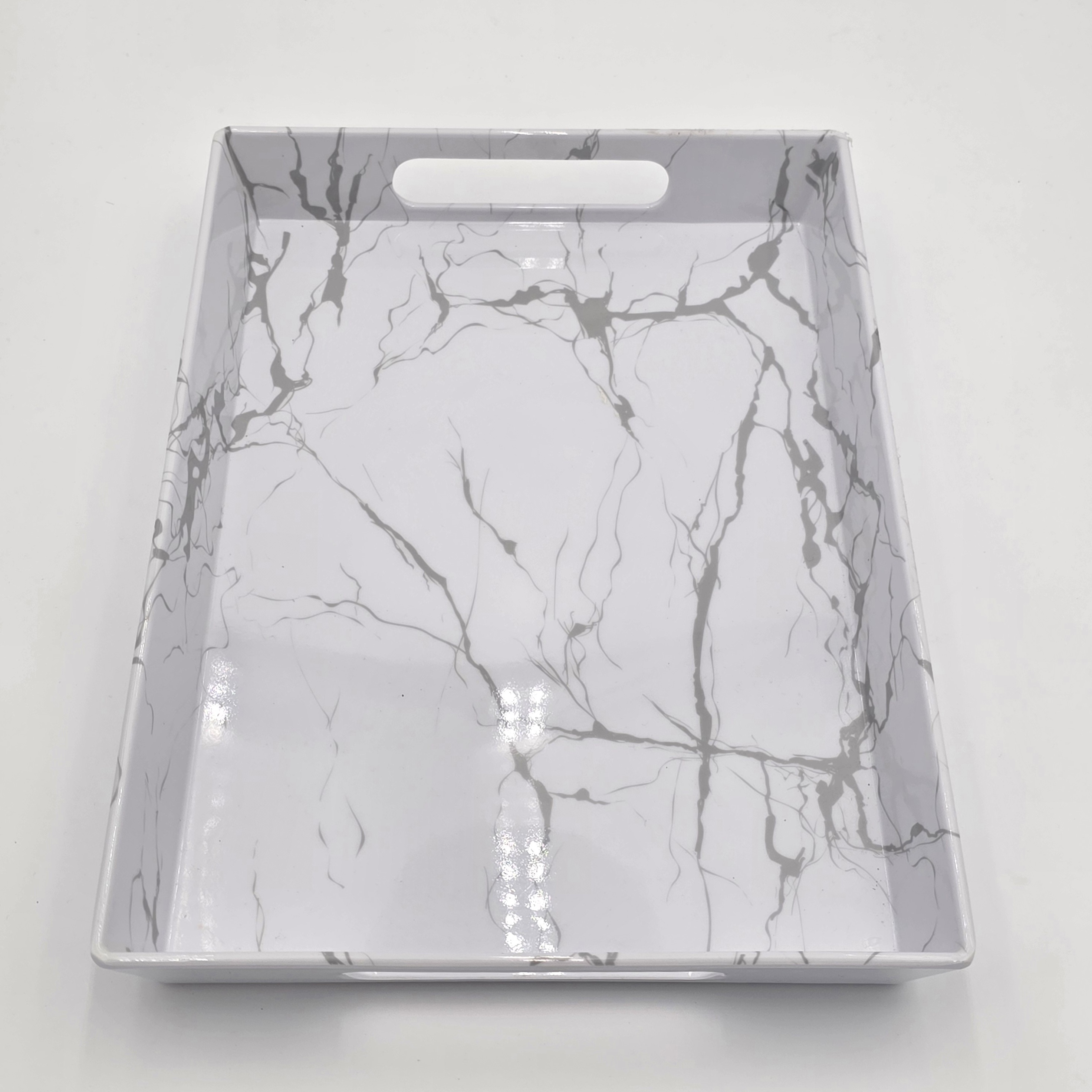 MELAMINE TRAY RECTANGLE SILVER